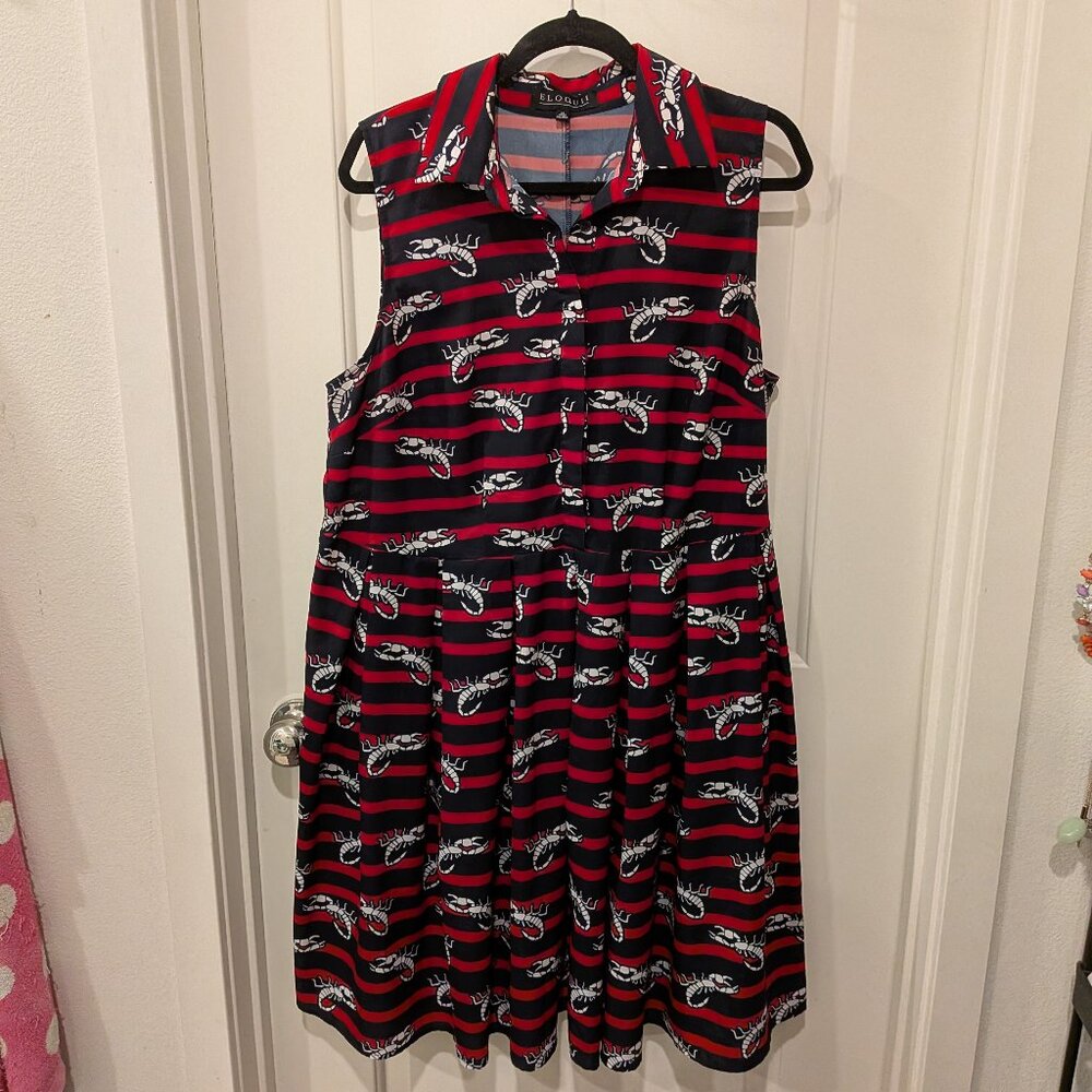 Eloquii Scorpion Print Sleeveless Fit & Flare Dress